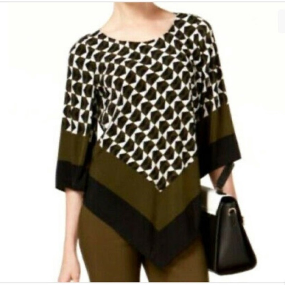 Alfani geometric print poncho kimono blouse